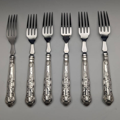 1975 British vintage sterling silver handle table cutlery 6 pair set in case